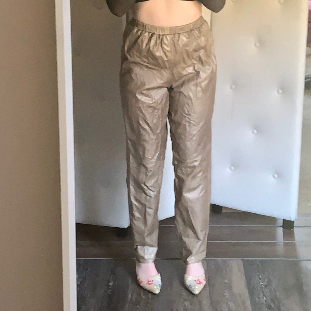 Vintage taupe leather trousers